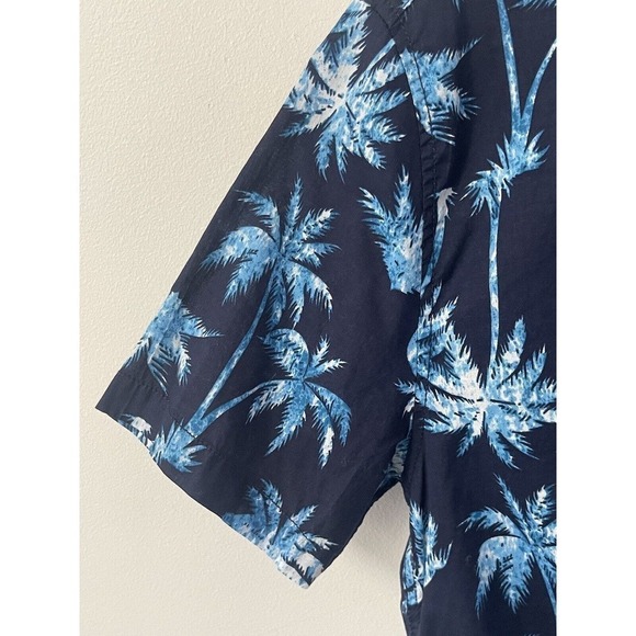 Trunks Surf And Swim Mens Navy Blue Size M Palm Tree Short Sleeve Tropical Shirt - Picture 4 of 11